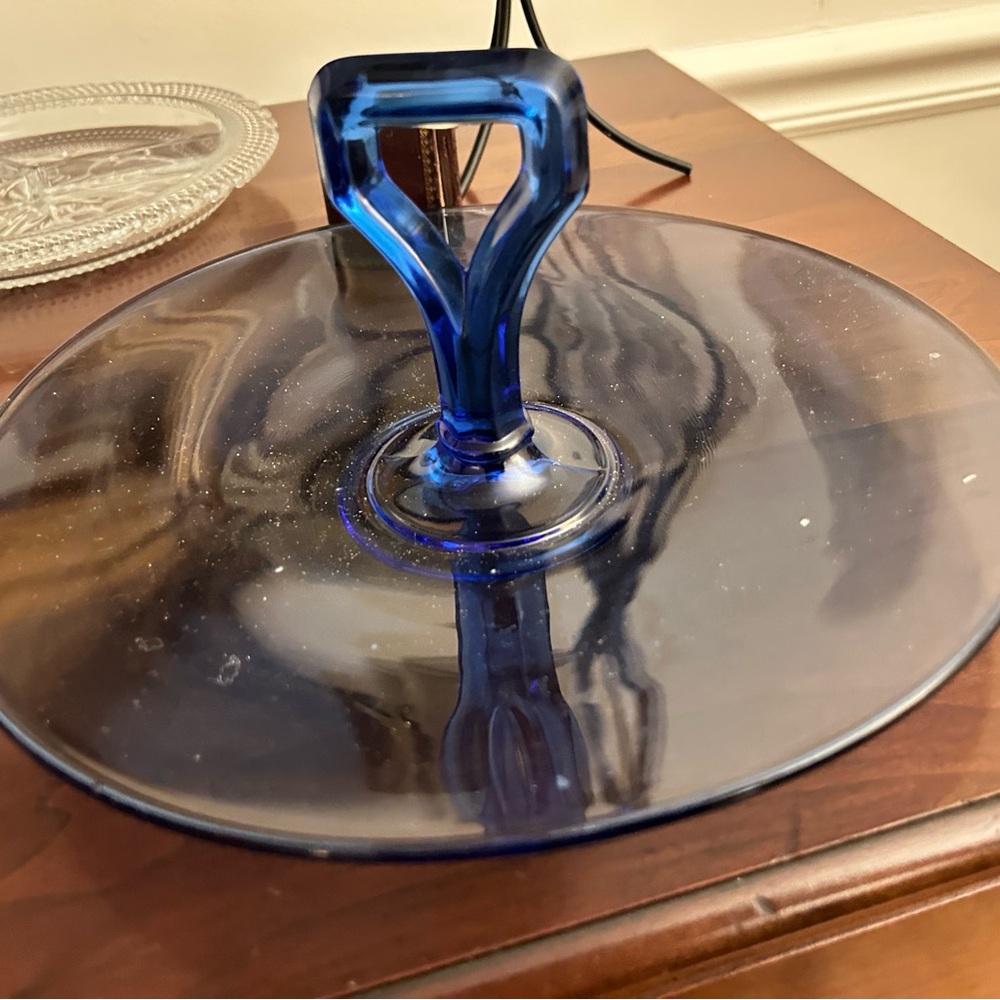 Antique Cobalt Blue Tidbit Server